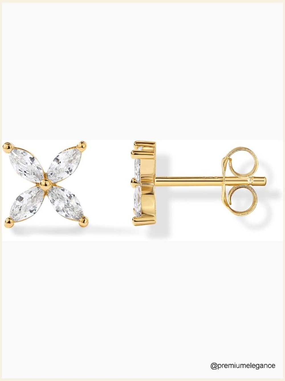 Dainty Gold Stud Earrings with CZ - Celestial Lightning Bolt Moon Star Flower